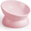 Elevated Cat Food Bowl, 5 Oz Ceramic Raised and Tilted Water Bowl, Anti Vomiting and Protect Pets’ Spines Dishes for Small Dog, Fat Faced Cat, Kitten (White, 1 Pack)