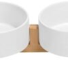 41ZvoQPGAZL._AC_SL1500 Ceramic Dog and Cat Bowl with Wood Stand Non-Slip Matte Glaze Weighted Food Water Set for Cats &Small Dogs 13.5OZ