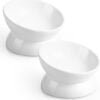 Elevated Cat Food Bowl, 5 Oz Ceramic Raised and Tilted Water Bowl, Anti Vomiting and Protect Pets’ Spines Dishes for Small Dog, Fat Faced Cat, Kitten (White, 1 Pack)