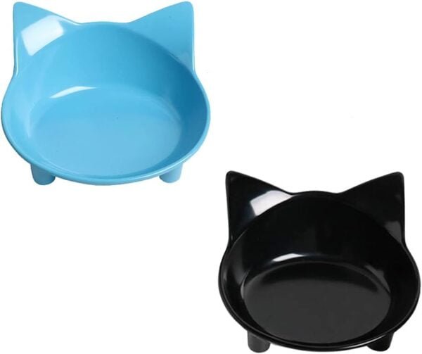 Skrtuan Cat Bowl Cat Food Bowls Non Slip Dog Dish Pet Food Bowls Shallow Cat Water Bowl Cat Feeding Wide Bowls to Stress Relief of Whisker Fatigue Pet Bowl of Rabbits Puppy(Safe Food-Grade)