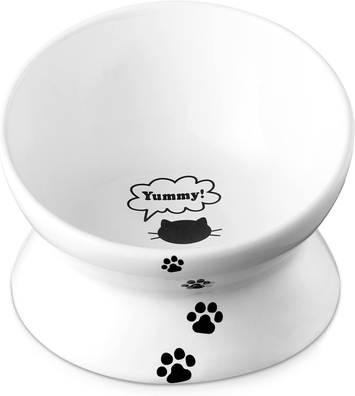 Cat Bowl Anti Vomiting, Raised Cat Food Bowls, Tilted Elevated Cat Bowl, Ceramic Pet Food Bowl for Flat Faced Cats, Small Dogs, Protect Pet’s Spine, Dishwasher Safe