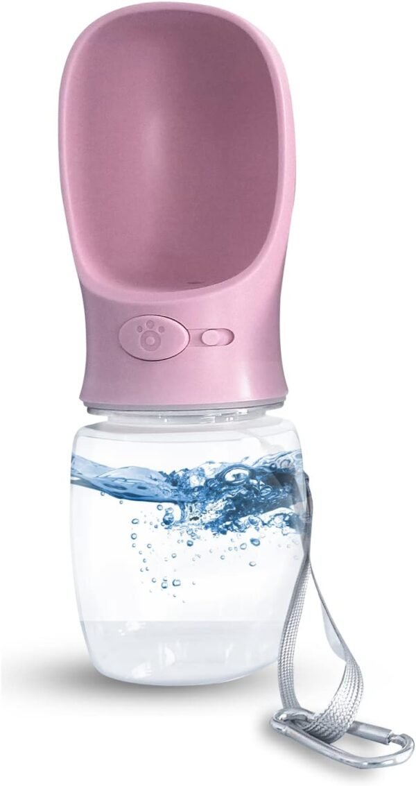 Pet Water Bottle, 19 Oz Leak Proof, Reusable Water Flow Back, Drinking Cup for Travel, Hiking, Walking, Jogging, Service Dog Vest, BPA Grade Plastic, Dogs, Cats, Rabbits (19oz Pink)