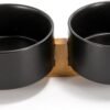 51I6qzyDq1L._AC_SL1500 Ceramic Dog and Cat Bowl with Wood Stand Non-Slip Matte Glaze Weighted Food Water Set for Cats &Small Dogs 13.5OZ