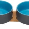 51KK6zA5fRL._AC_SL1500 Ceramic Dog and Cat Bowl with Wood Stand Non-Slip Matte Glaze Weighted Food Water Set for Cats &Small Dogs 13.5OZ