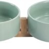 51KVHVDB3FL._AC_SL1500 Ceramic Dog and Cat Bowl with Wood Stand Non-Slip Matte Glaze Weighted Food Water Set for Cats &Small Dogs 13.5OZ