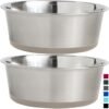 Stainless Steel Metal Dog Bowl Set of 2, Rubber Base, Heavy Duty, Rust Resistant, Food Grade BPA Free, Less Sliding, Quiet Pet Bowls for Cats and Dogs, Holds 3 Cups (24 fl oz), Black