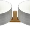 51RNtgT9tGL._AC_SL1500 Ceramic Dog and Cat Bowl with Wood Stand Non-Slip Matte Glaze Weighted Food Water Set for Cats &Small Dogs 13.5OZ