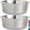 Stainless Steel Metal Dog Bowl Set of 2, Rubber Base, Heavy Duty, Rust Resistant, Food Grade BPA Free, Less Sliding, Quiet Pet Bowls for Cats and Dogs, Holds 3 Cups (24 fl oz), Black