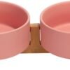 51Yx2snOflL._AC_SL1500 Ceramic Dog and Cat Bowl with Wood Stand Non-Slip Matte Glaze Weighted Food Water Set for Cats &Small Dogs 13.5OZ