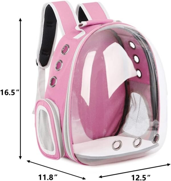 Pet Backpack Carrier with Harness Backpack with Bubble Clear Front for Cats, Small Dogs, Bunnies etc with Harness Included, Pet Carrier for Traveling, Walking, Hiking and Outdoor Activities