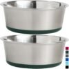 Stainless Steel Metal Dog Bowl Set of 2, Rubber Base, Heavy Duty, Rust Resistant, Food Grade BPA Free, Less Sliding, Quiet Pet Bowls for Cats and Dogs, Holds 3 Cups (24 fl oz), Black