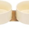 51f05qGzReL._AC_SL1500 Ceramic Dog and Cat Bowl with Wood Stand Non-Slip Matte Glaze Weighted Food Water Set for Cats &Small Dogs 13.5OZ