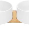 51i3gNW6GWL._AC_SL1500 Ceramic Dog and Cat Bowl with Wood Stand Non-Slip Matte Glaze Weighted Food Water Set for Cats &Small Dogs 13.5OZ