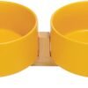 51rQ4UlggPL._AC_SL1500 Ceramic Dog and Cat Bowl with Wood Stand Non-Slip Matte Glaze Weighted Food Water Set for Cats &Small Dogs 13.5OZ