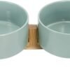 51rhYE8JlwL._AC_SL1500 Ceramic Dog and Cat Bowl with Wood Stand Non-Slip Matte Glaze Weighted Food Water Set for Cats &Small Dogs 13.5OZ