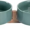 51vCA_GTv9L._AC_SL1500 Ceramic Dog and Cat Bowl with Wood Stand Non-Slip Matte Glaze Weighted Food Water Set for Cats &Small Dogs 13.5OZ