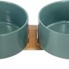 51vLcodl-kL._AC_SL1500 Ceramic Dog and Cat Bowl with Wood Stand Non-Slip Matte Glaze Weighted Food Water Set for Cats &Small Dogs 13.5OZ