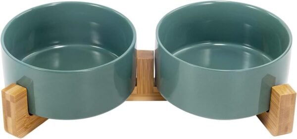 51vLcodl-kL._AC_SL1500 Ceramic Dog and Cat Bowl with Wood Stand Non-Slip Matte Glaze Weighted Food Water Set for Cats &Small Dogs 13.5OZ