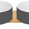 51w8TGFIkOL._AC_SL1500 Ceramic Dog and Cat Bowl with Wood Stand Non-Slip Matte Glaze Weighted Food Water Set for Cats &Small Dogs 13.5OZ