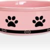 Ceramic Pet Bowl for Dogs and Cats, Weighted Non-Slip Dog Bowls Food and Water Dish, Durable Pets Feeding Bowls Suitable for Small, Medium, and Large Dogs, Pink, 36 Oz