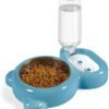 Dog Bowls, Cat Food and Water Bowl Set with Water Dispenser and Stainless Steel Bowl for Cats and Small Dogs – Pink