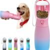 Dog Water Bottle, 19Oz Large Capacity Portable Dog Water Bowl, Food Grade Drinking Feeder & Dish Bowl,   Puppy Essentials for Outdoor Walking Traveling, Dog Gifts (Pink&Blue)
