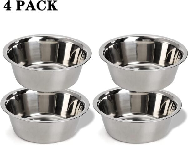 4-Pack Stainless Steel Dog Bowl, Metal Food and Water Dish for Large Medium Small Dog, Elevated Stand, Kitten, Puppy