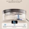 Dog Water Fountain Dispenser for Large Dogs: Automatic Water Bowl Dispenser for Cat & Dogs Inside 168oz/5L Big Fountain Water Bowl
