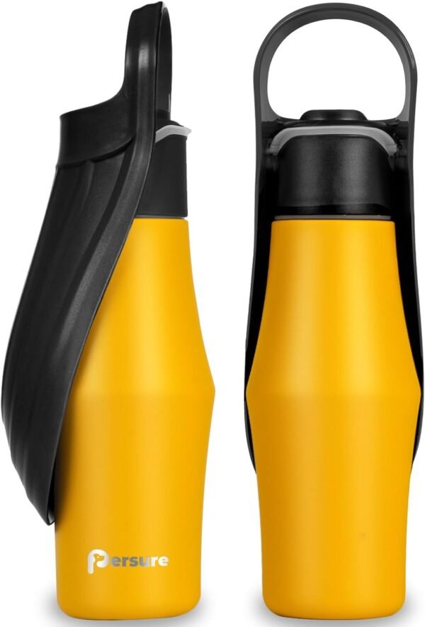 Dog Water Bottle, Portable Dog Water Bottle Dispenser – 27 OZ Stainless Steel Leak-Proof Water Bottle for Dogs On The Go, Perfect for Travel, Walking, Hiking and Outdoor Activities, Pink