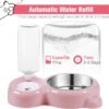 Dog Bowls, Cat Food and Water Bowl Set with Water Dispenser and Stainless Steel Bowl for Cats and Small Dogs – Pink
