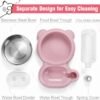 Dog Bowls, Cat Food and Water Bowl Set with Water Dispenser and Stainless Steel Bowl for Cats and Small Dogs – Pink