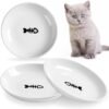 Cat Bowls, Elevated Cat Bowl, Raised Ceramic Cat Dish with Metal Stand, Pet Water or Food Feeding Station for Indoor Cats, Kitten, Puppies and Small Dogs(2 Pack)