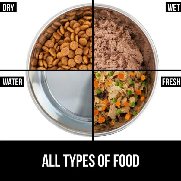 Stainless Steel Metal Dog Bowl Set of 2, Rubber Base, Heavy Duty, Rust Resistant, Food Grade BPA Free, Less Sliding, Quiet Pet Bowls for Cats and Dogs, Holds 3 Cups (24 fl oz), Black