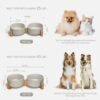 61R3sVcoYRL._AC_SL1500 Ceramic Dog and Cat Bowl with Wood Stand Non-Slip Matte Glaze Weighted Food Water Set for Cats &Small Dogs 13.5OZ