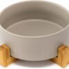 61VK_wJ3bvL._AC_SL1500 Ceramic Dog and Cat Bowl with Wood Stand Non-Slip Matte Glaze Weighted Food Water Set for Cats &Small Dogs 13.5OZ