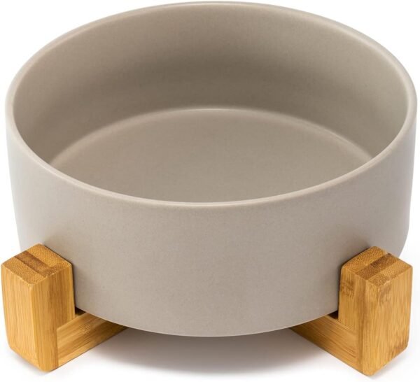 61VK_wJ3bvL._AC_SL1500 Ceramic Dog and Cat Bowl with Wood Stand Non-Slip Matte Glaze Weighted Food Water Set for Cats &Small Dogs 13.5OZ