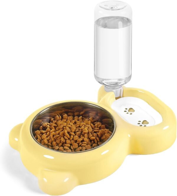 Dog Bowls, Cat Food and Water Bowl Set with Water Dispenser and Stainless Steel Bowl for Cats and Small Dogs – Pink