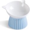 Ceramic Raised Cat Bowl，Tilted Raised Cat Bowl Anti Vomit Cat Bowls for Indoor Cats Whisker Friendly Pet Feeder for Cats Puppies, Microwave and Dishwasher Safe