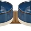 61bIif1OjNL._AC_SL1500 Ceramic Dog and Cat Bowl with Wood Stand Non-Slip Matte Glaze Weighted Food Water Set for Cats &Small Dogs 13.5OZ