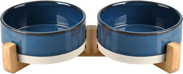 61bIif1OjNL._AC_SL1500 Ceramic Dog and Cat Bowl with Wood Stand Non-Slip Matte Glaze Weighted Food Water Set for Cats &Small Dogs 13.5OZ
