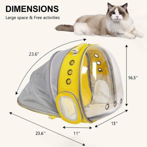 61cis9Tt2ZL._AC_SL1200 Cat Backpack/Cat Backpack Bubble Expandable Foldable Breathable for Small Medium Dogs Cats, Space Capsule Bubble Window Pet Carrier Backpack for Hiking, Travelling (Yellow)