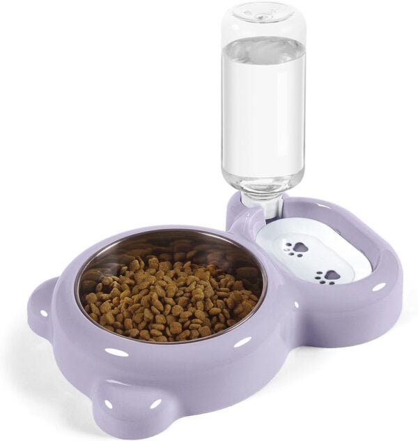 Dog Bowls, Cat Food and Water Bowl Set with Water Dispenser and Stainless Steel Bowl for Cats and Small Dogs – Pink