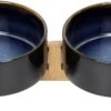 61eRFF0ozHL._AC_SL1500 Ceramic Dog and Cat Bowl with Wood Stand Non-Slip Matte Glaze Weighted Food Water Set for Cats &Small Dogs 13.5OZ