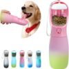 Dog Water Bottle, 19Oz Large Capacity Portable Dog Water Bowl, Food Grade Drinking Feeder & Dish Bowl,   Puppy Essentials for Outdoor Walking Traveling, Dog Gifts (Pink&Blue)