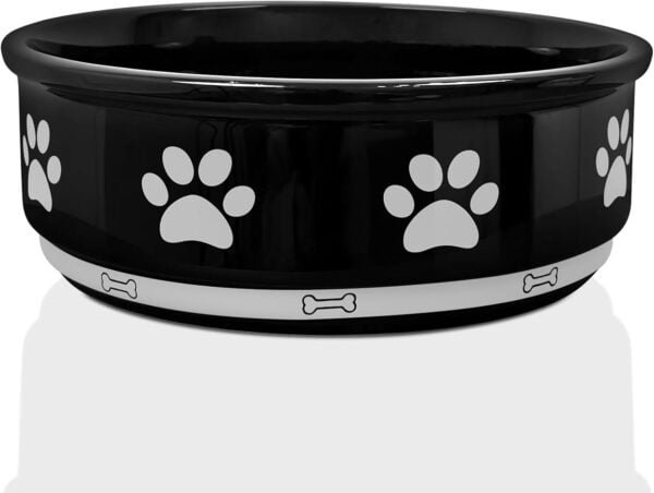 Ceramic Pet Bowl for Dogs and Cats, Weighted Non-Slip Dog Bowls Food and Water Dish, Durable Pets Feeding Bowls Suitable for Small, Medium, and Large Dogs, Pink, 36 Oz