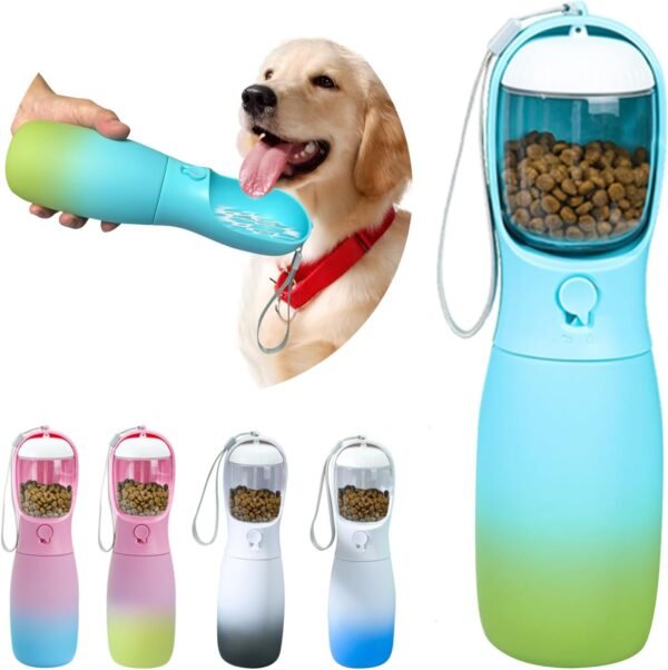 Dog Water Bottle, 19Oz Large Capacity Portable Dog Water Bowl, Food Grade Drinking Feeder & Dish Bowl,   Puppy Essentials for Outdoor Walking Traveling, Dog Gifts (Pink&Blue)