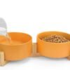 Ceramic Pet Bowls for Dog and Cat, Raised Dog Food and Water Bowl Set with Anti-Slip Wooden Stand, Grey Pets Dish Feeding Bowls Suitable for Small, Medium and Big Cats Dogs, 28 OZ