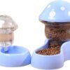Automatic Feeders Automatic Pets Feeder Waterer Set 1800ml Cats Food Feeder and 500ml Dogs Water Dispenser with DIY Sticker for Small Medium Big Pets Green