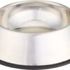 Basics Stainless Steel Non-Skid Pet Dog Water And Food Bowl, 2-Pack (10 x 2.8 Inches), Each Holds Up to 4 Cups