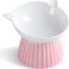 Ceramic Raised Cat Bowl，Tilted Raised Cat Bowl Anti Vomit Cat Bowls for Indoor Cats Whisker Friendly Pet Feeder for Cats Puppies, Microwave and Dishwasher Safe